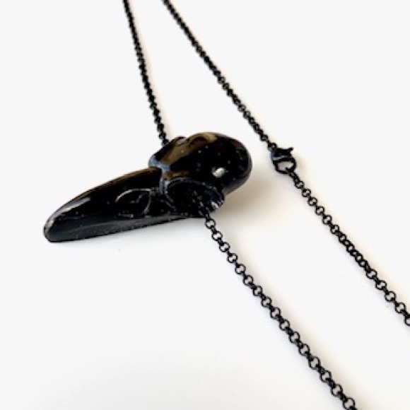 Black stainless steel chain + black raven skull - Picture 6 of 11